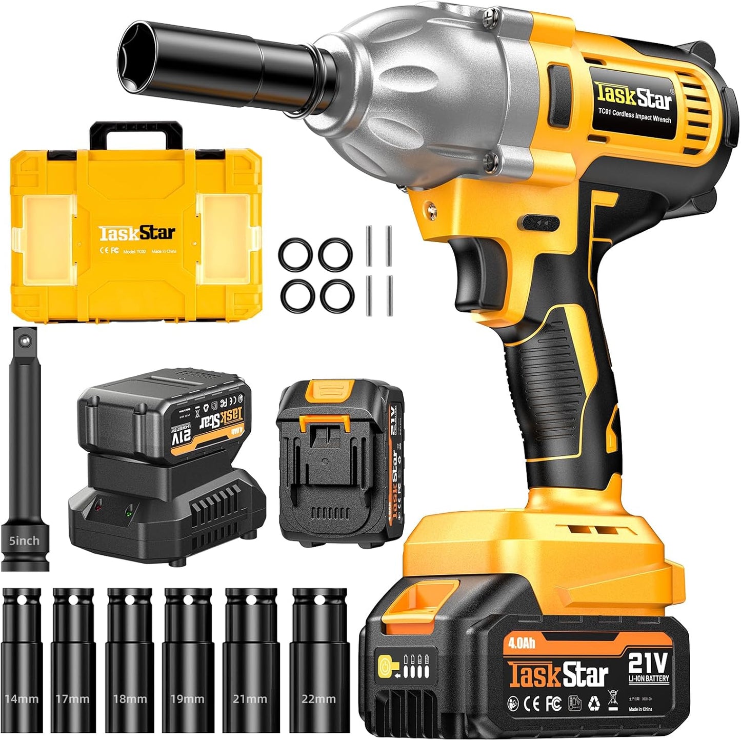 Cordless Impact Wrench with 740 Ft-lbs Torque for Heavy Duty