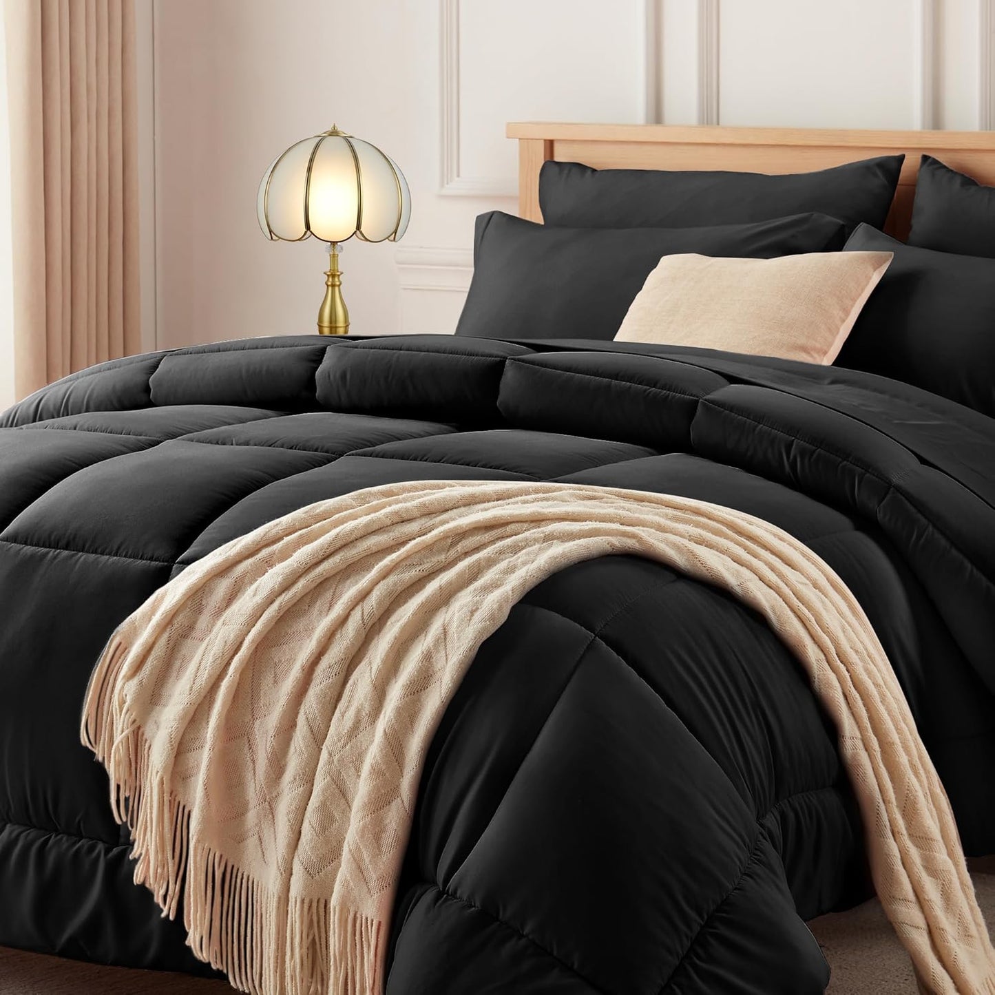 Newspin Twin Comforter Set Black - Cozy All Season Bed Set