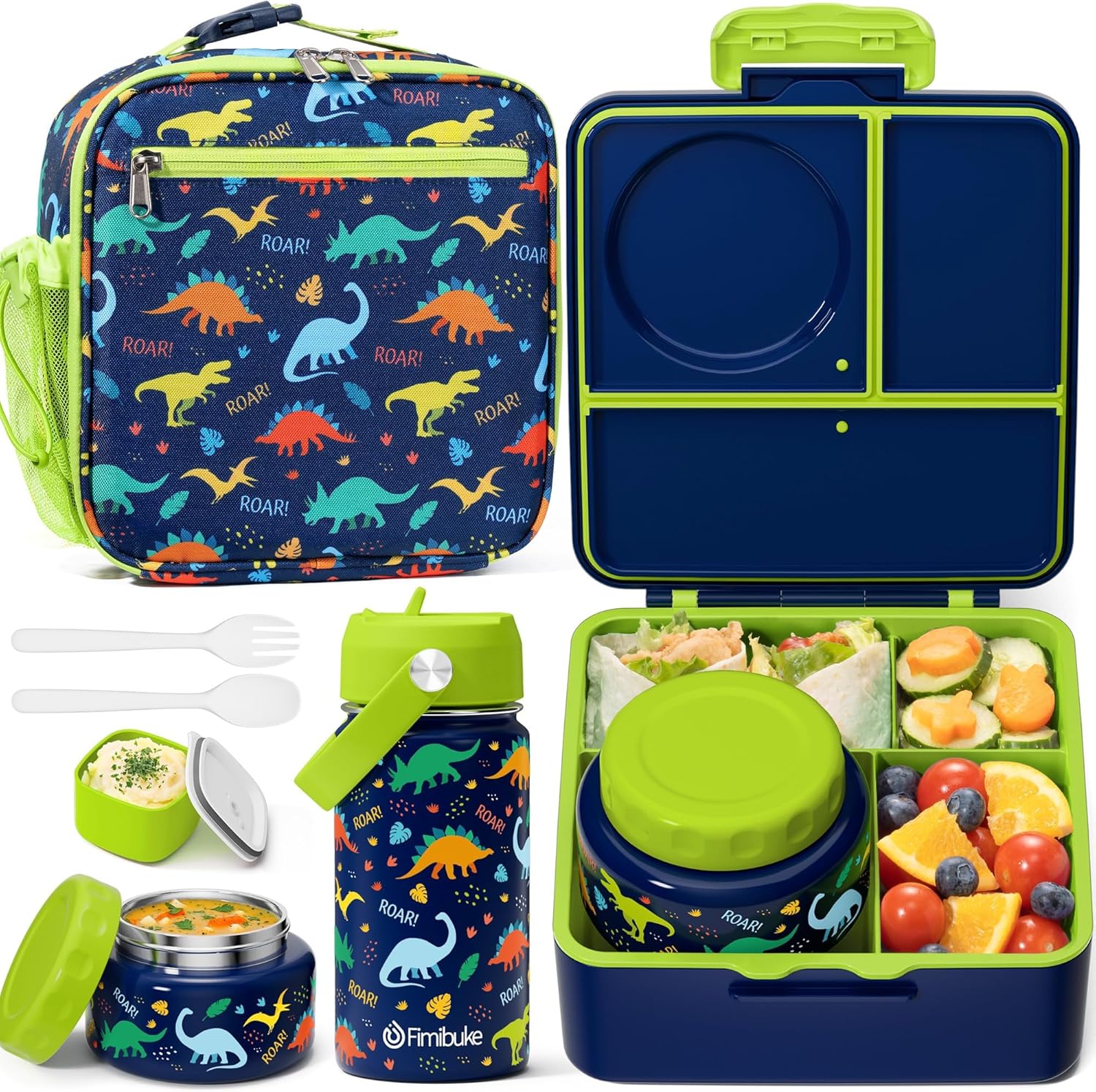 Fimibuke Kids Bento Lunch Box Set with Thermos for School