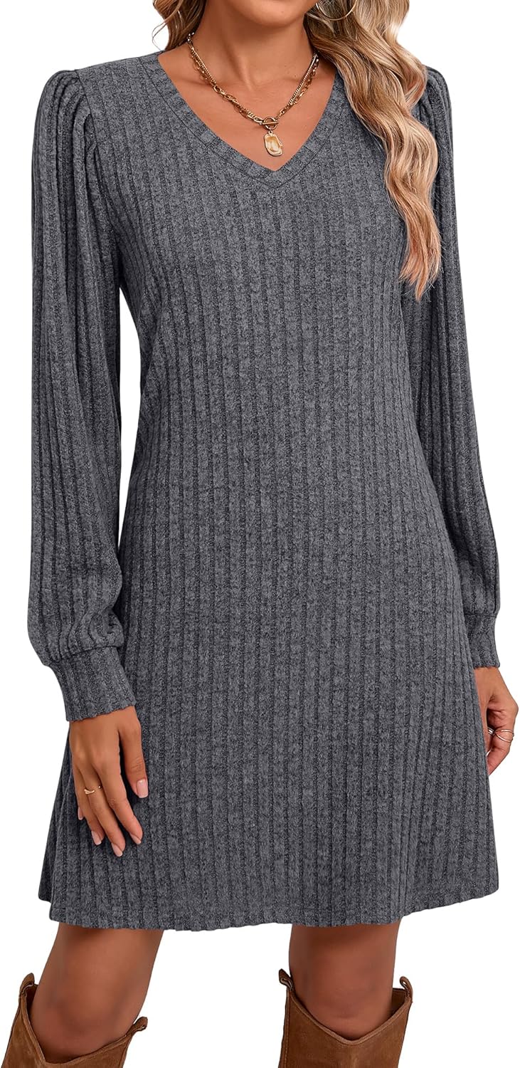 Ficerd Women's Knit Long Sleeve Sweater Dress for Fall Style