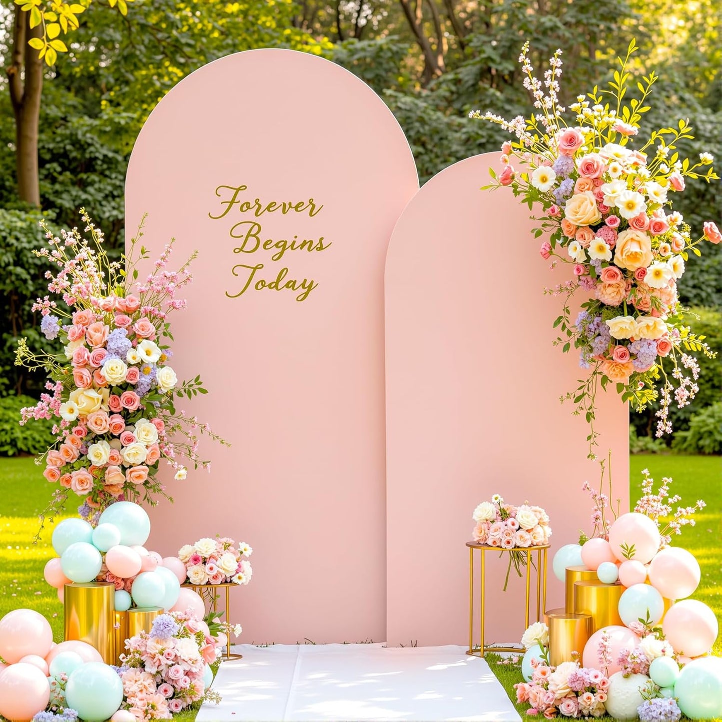 Pink Arch Backdrop Cover Set of 2 for Weddings and Parties