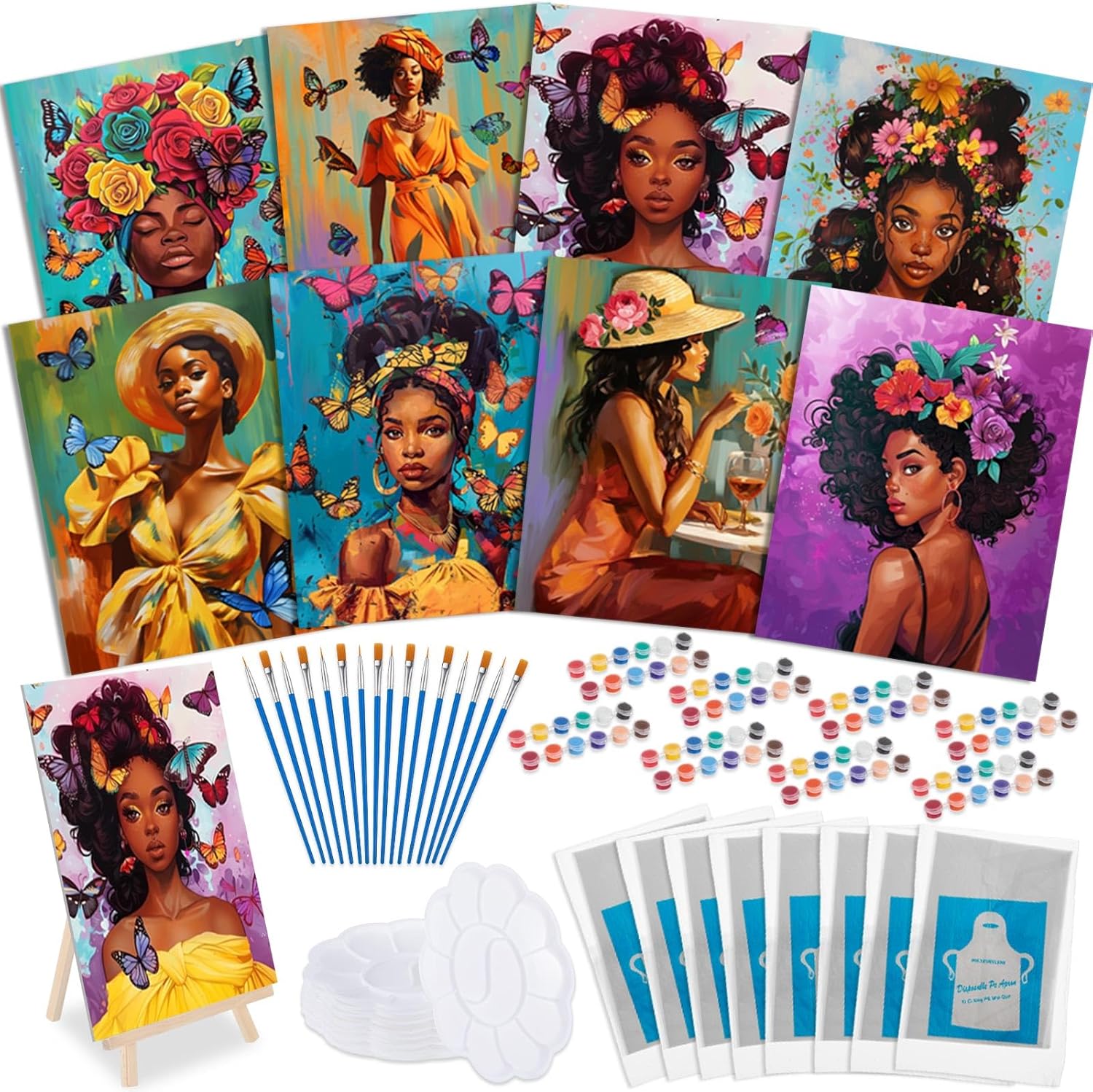 Tenceur 72 Pieces Pre Drawn Canvas Kit for Creative Painting Fun