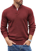 Men's Lightweight Waffle Knit Mock Neck Sweater with Quarter Button