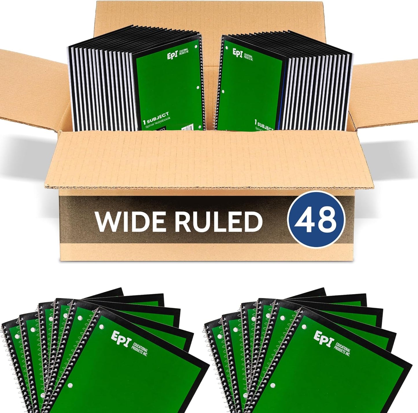 Durable Spiral Notebook | 70 Sheets, Wide | Ideal for School & Office - 48 Pack