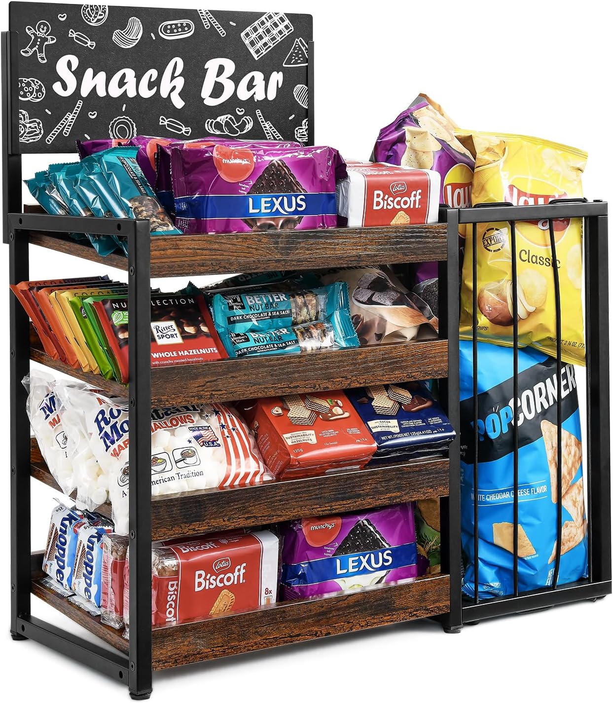 Candy Display Rack for Countertop - 4 Tier Snack Organizer