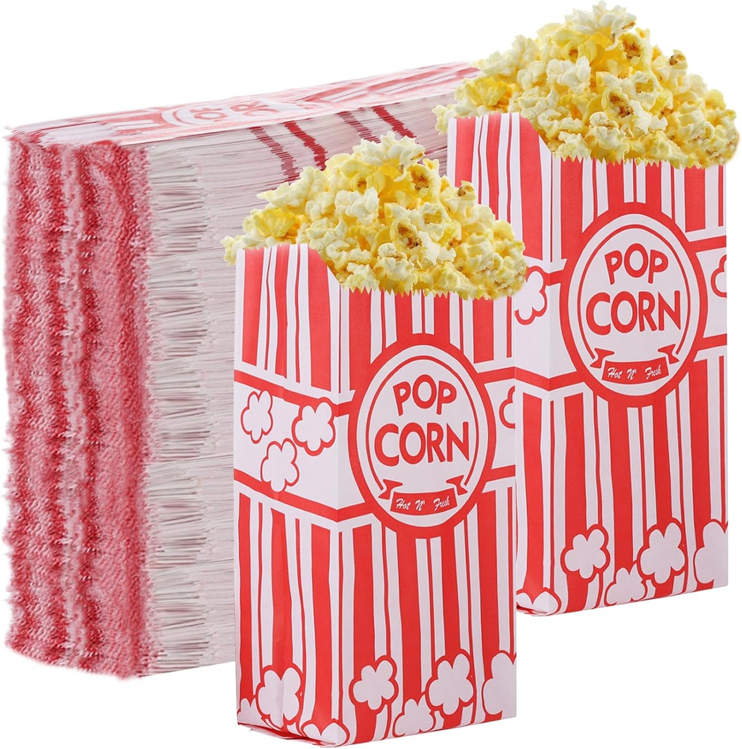 TINSKY 500-ct 1oz Paper Popcorn Bags - Perfect for Individual Servings! 