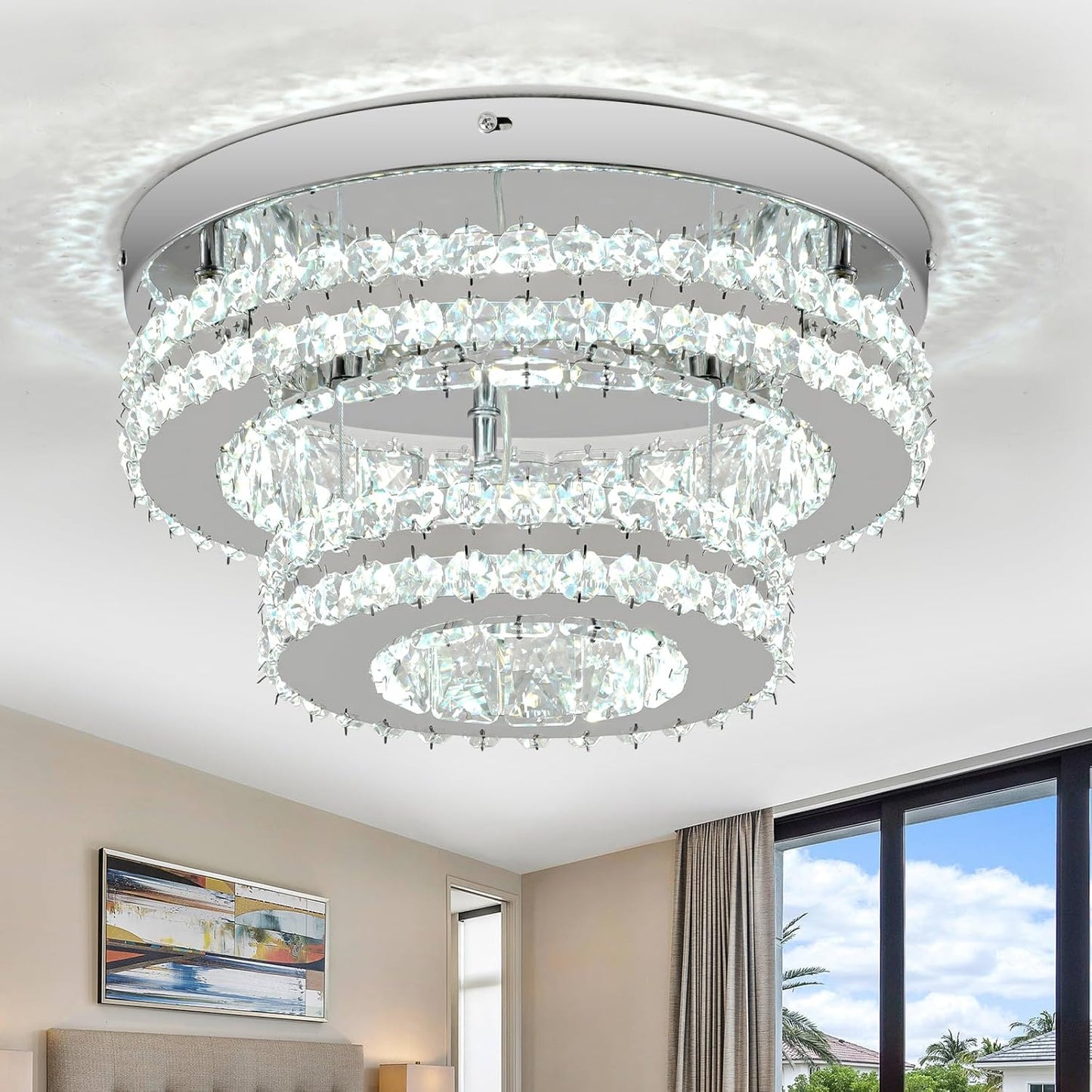 11.8 Inch Modern LED Crystal Chandeliers Flush Mount Light