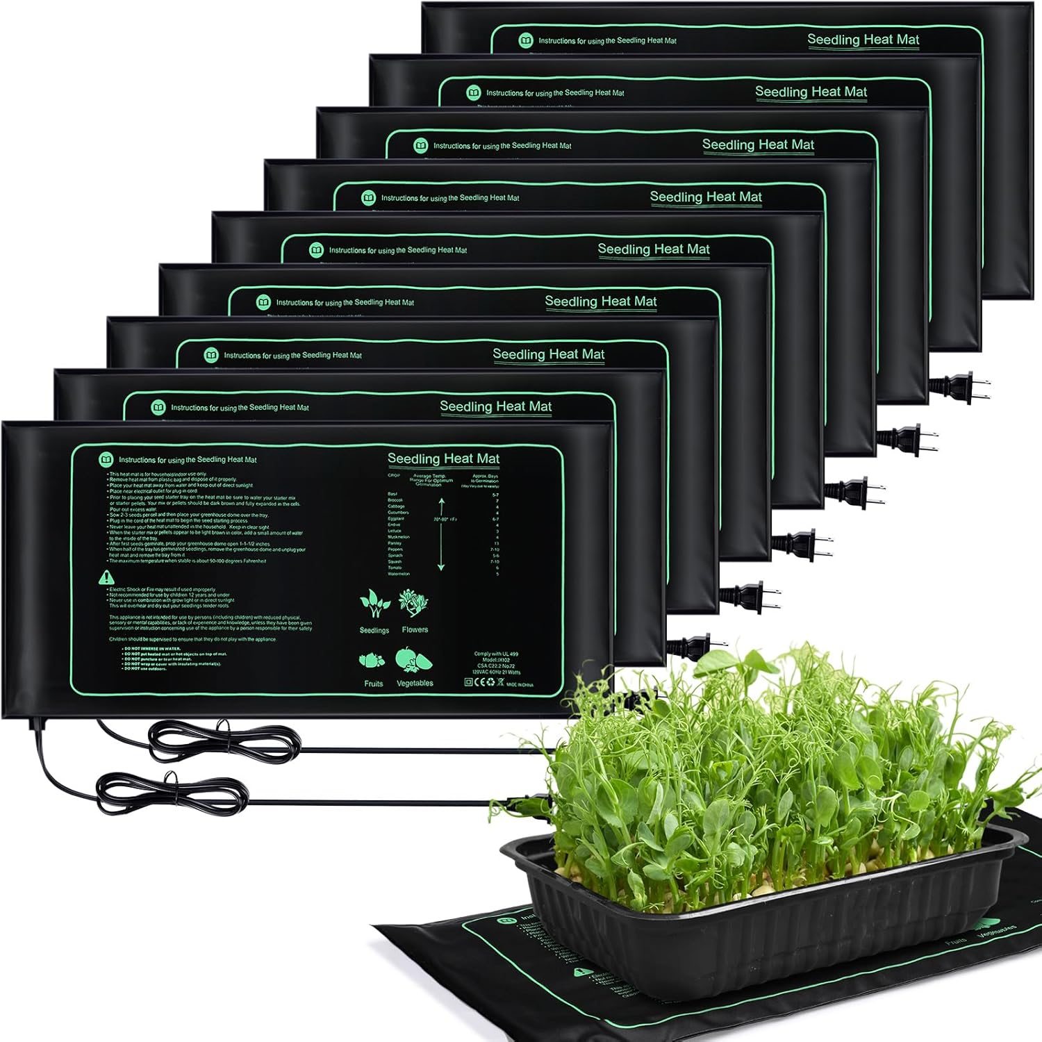 10 Pack ROCEEI Seedling Heat Mat - Hydroponic Plant Boost