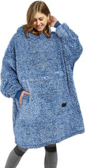 Oversized Sherpa Blanket Hoodie for Adults - Wearable Lounger