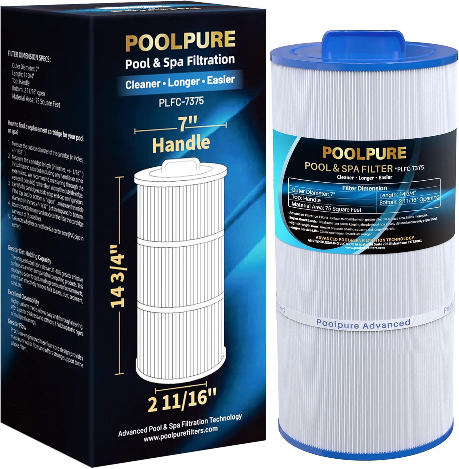 POOLPURE C-7375 Spa Filter Cartridge for Clean Water