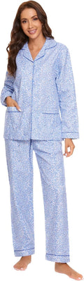 GLOBAL Women's Flannel Pajamas Set 100% Cotton PJs - Warm, Classic