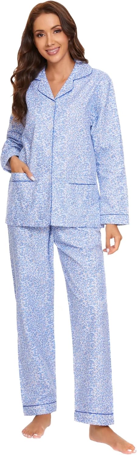 GLOBAL Women's Flannel Pajamas Set for Cozy Sleep and Relaxation
