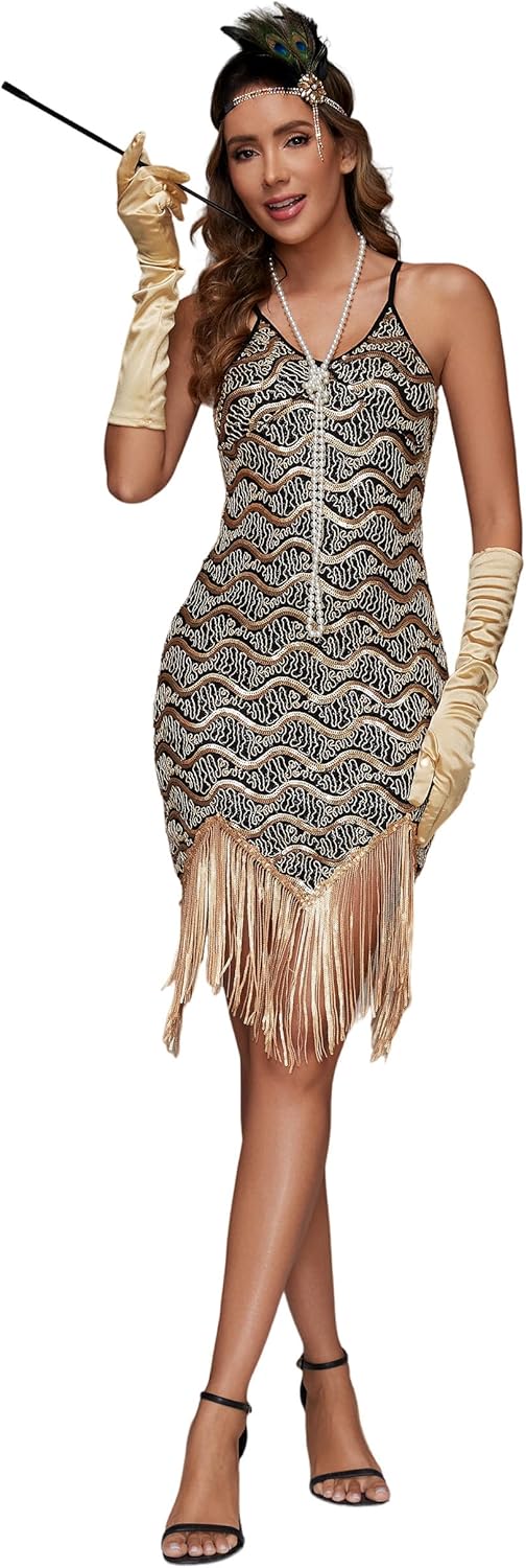 Stunning Women's 1920s Flapper Sequin Dress for Parties