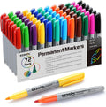 Permanent Markers Bulk Pack of 72, 12 Assorted Colors - Fine Point