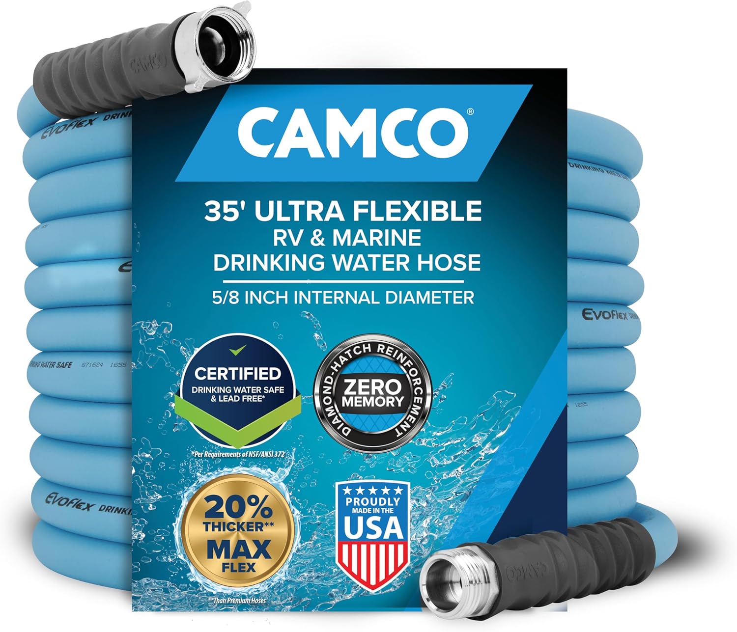 Camco EVOFlex 35-Ft RV Drinking Water Hose - Flexible & Safe