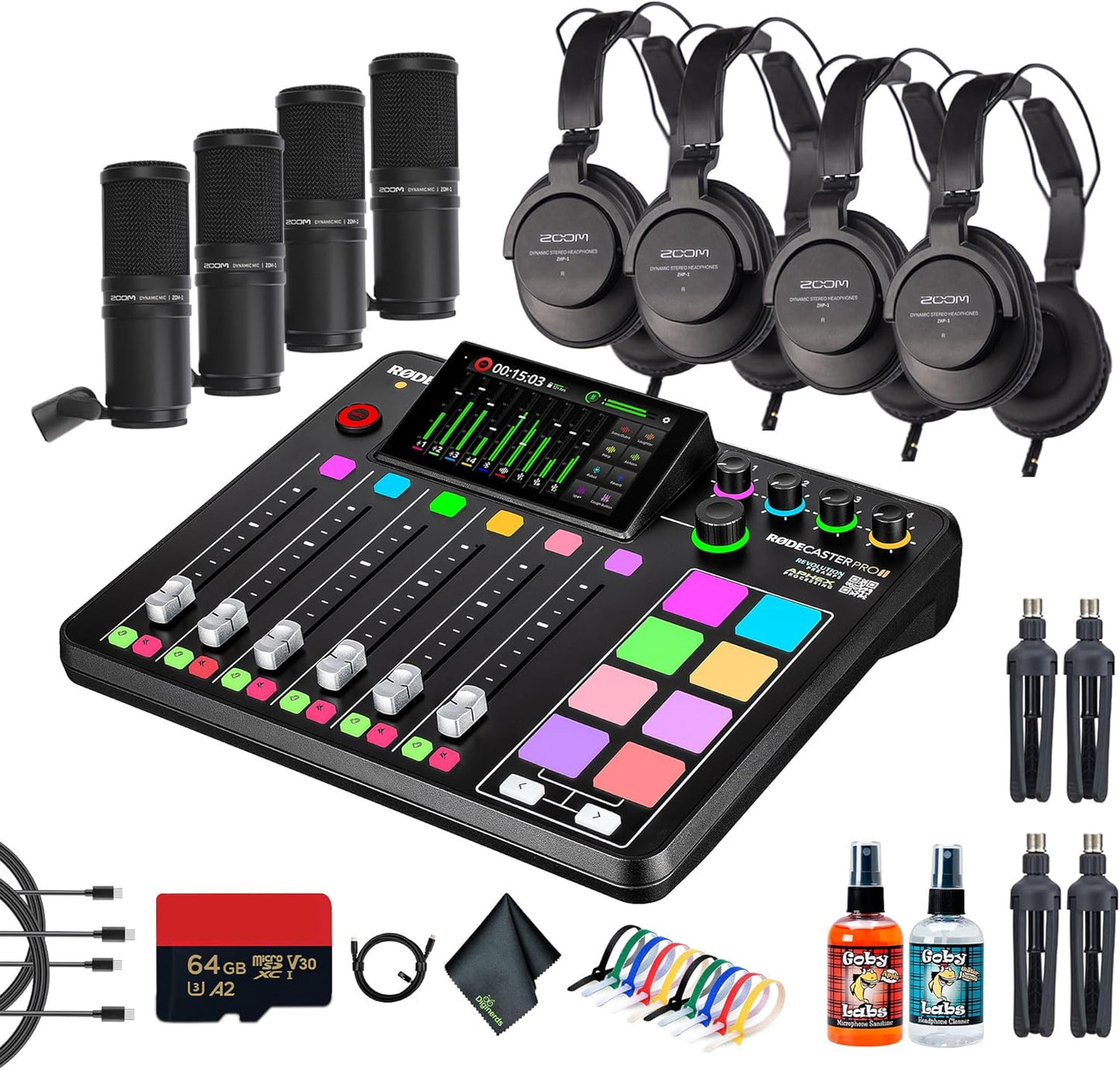 RODE RODECaster Pro II Bundle with Headphones and Microphones