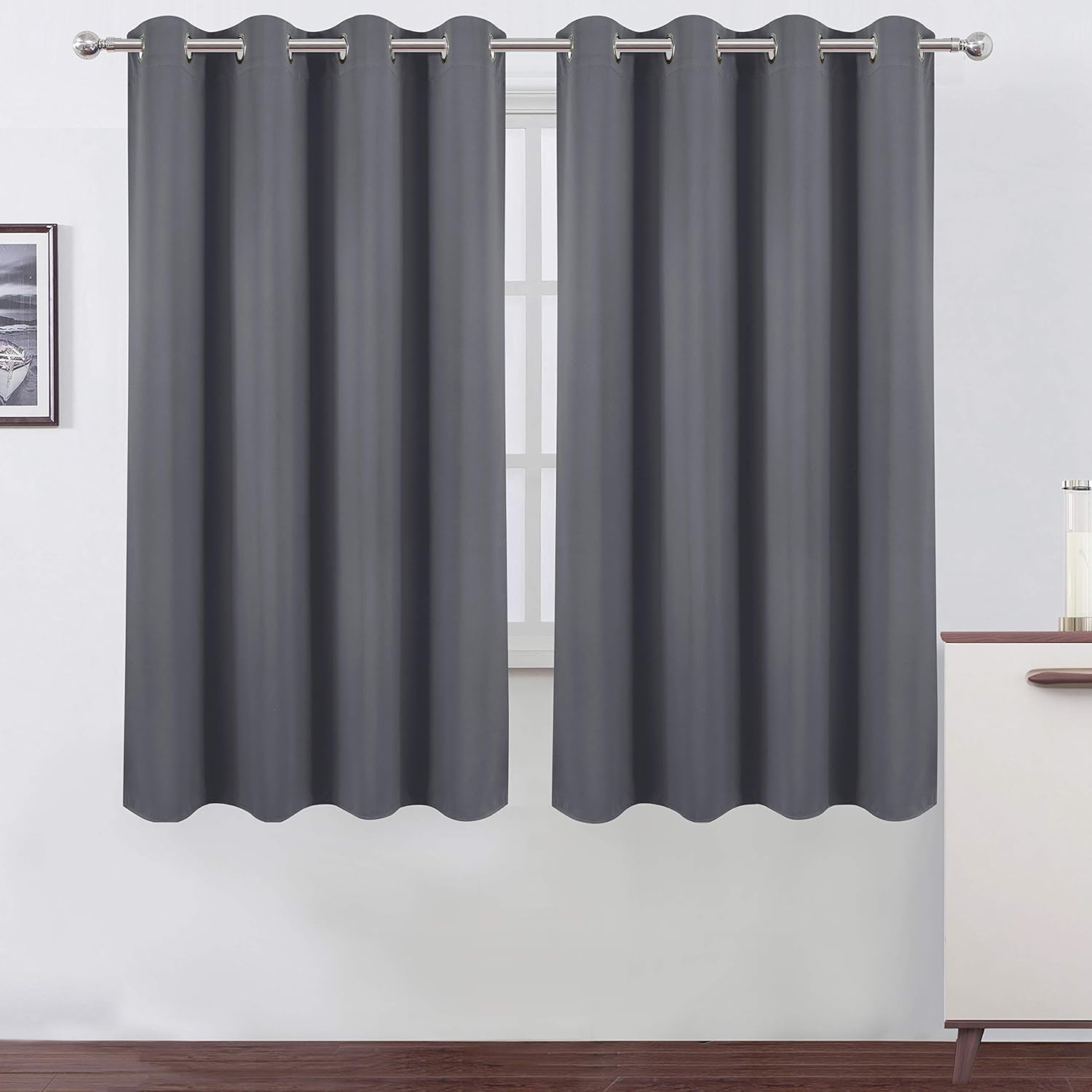 LEMOMO Grey Blackout Curtains for Bedroom - Thermal Insulated Panels