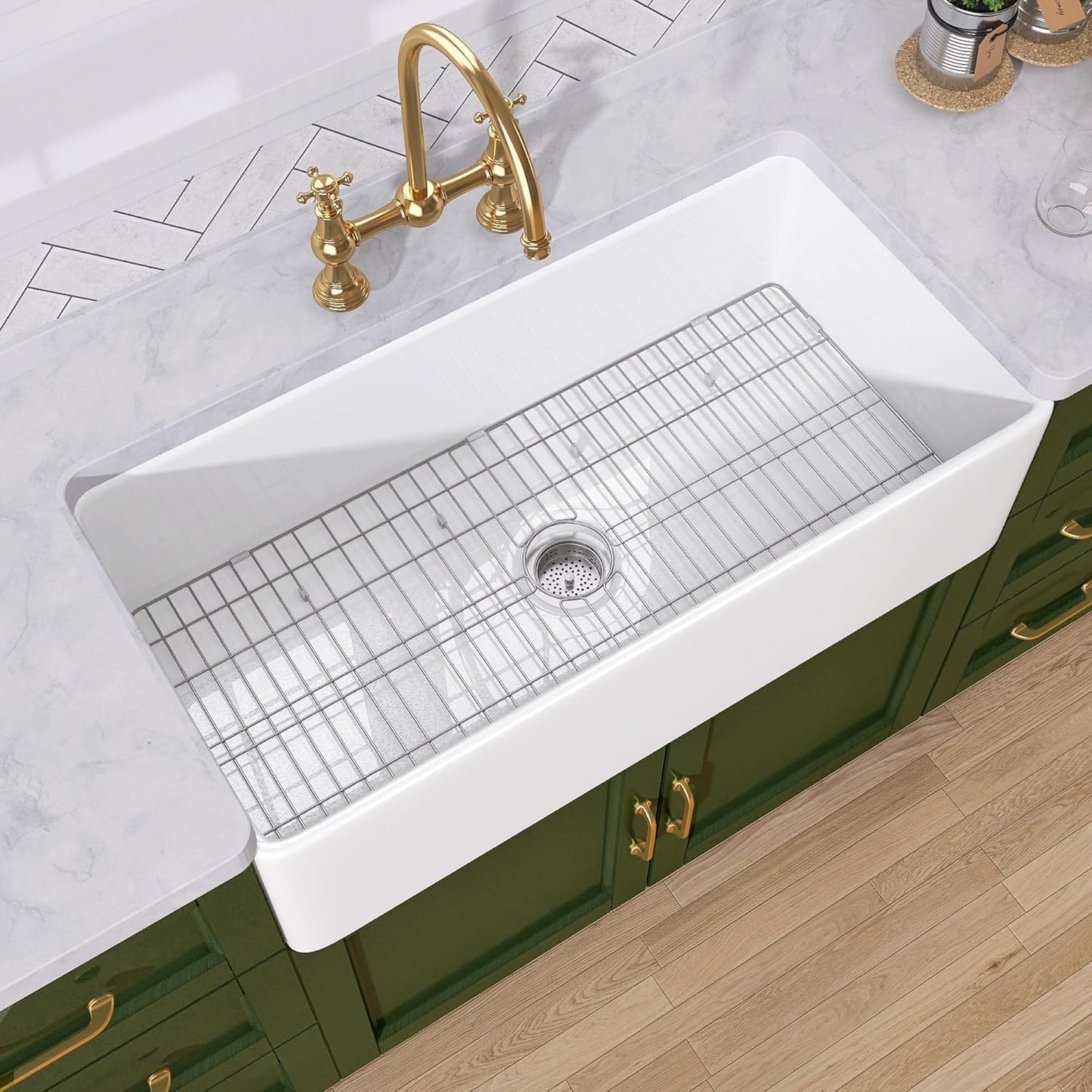 TUKTUK 36 Inch Fireclay Farmhouse Sink: Durable & Spacious Design