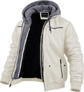Men's Faux Leather Motorcycle Jacket with Removable Hood (Style 7WG7)