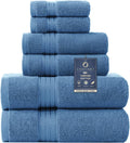 COZYART Denim Blue Bath Towel Set 6-Piece - Hotel Quality Plush