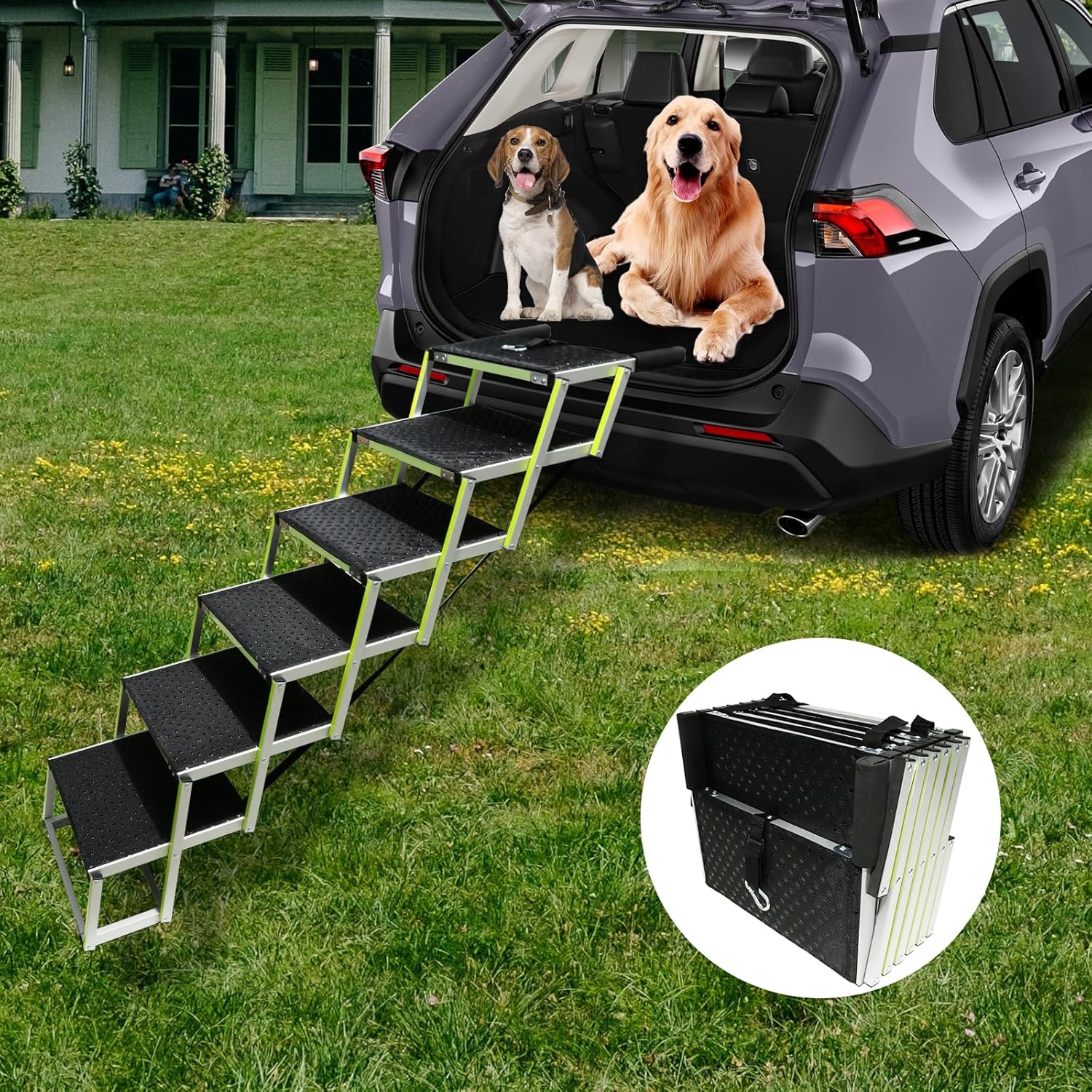 PENSUN Dog Ramps for Small & Big Dogs - Portable Folding Stairs