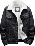 Men's Lapel Sherpa Fleece Lined Denim Trucker Jacket - Warm Casual