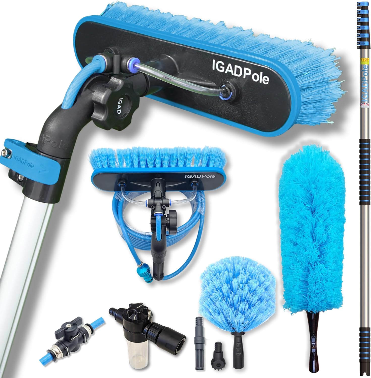 24ft Water-fed Brush Cleaning Kit with Telescoping Pole