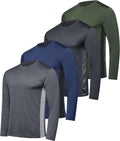 Mens Long Sleeve Dry Fit T Shirts 4 Pack - UPF 50 Sun Tees