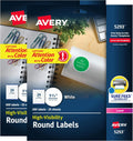 Avery White High Visibility Round Labels with Sure Feed - Durable