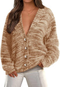 Womens Striped V Neck Cardigan Sweater - Cozy Fall Layering