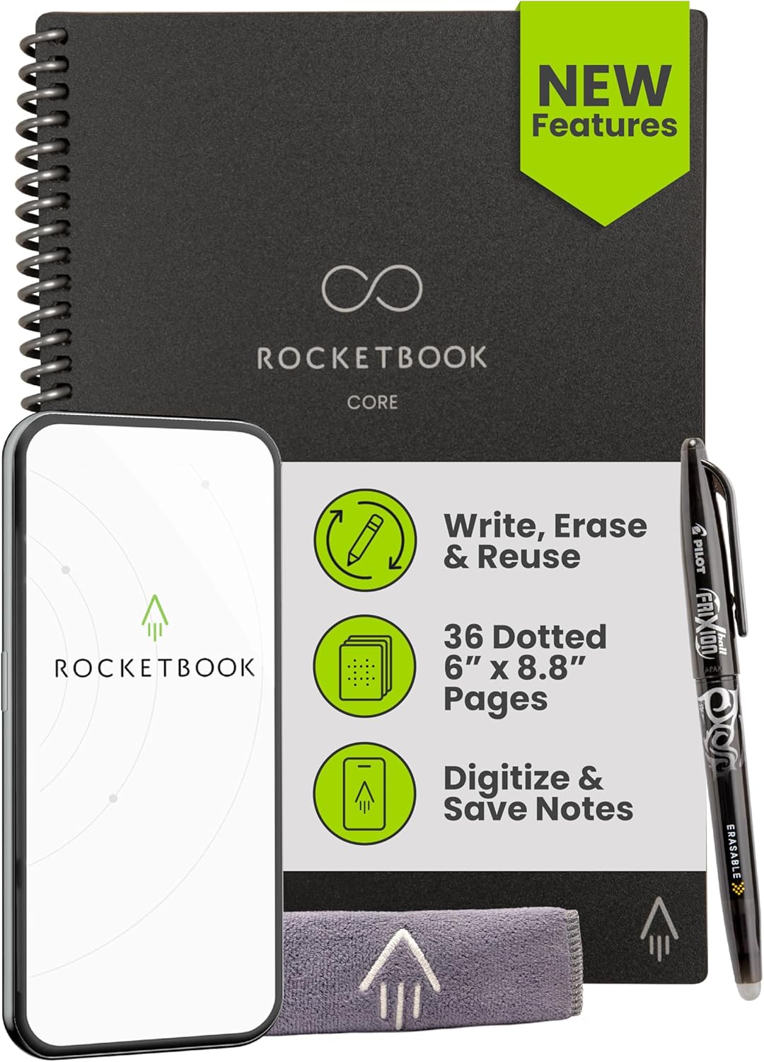 Rocketbook New Core Reusable Notebook for School and Work