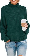 ZESICA Turtleneck Batwing Oversized Chunky Knitted Pullover - Cozy Fit