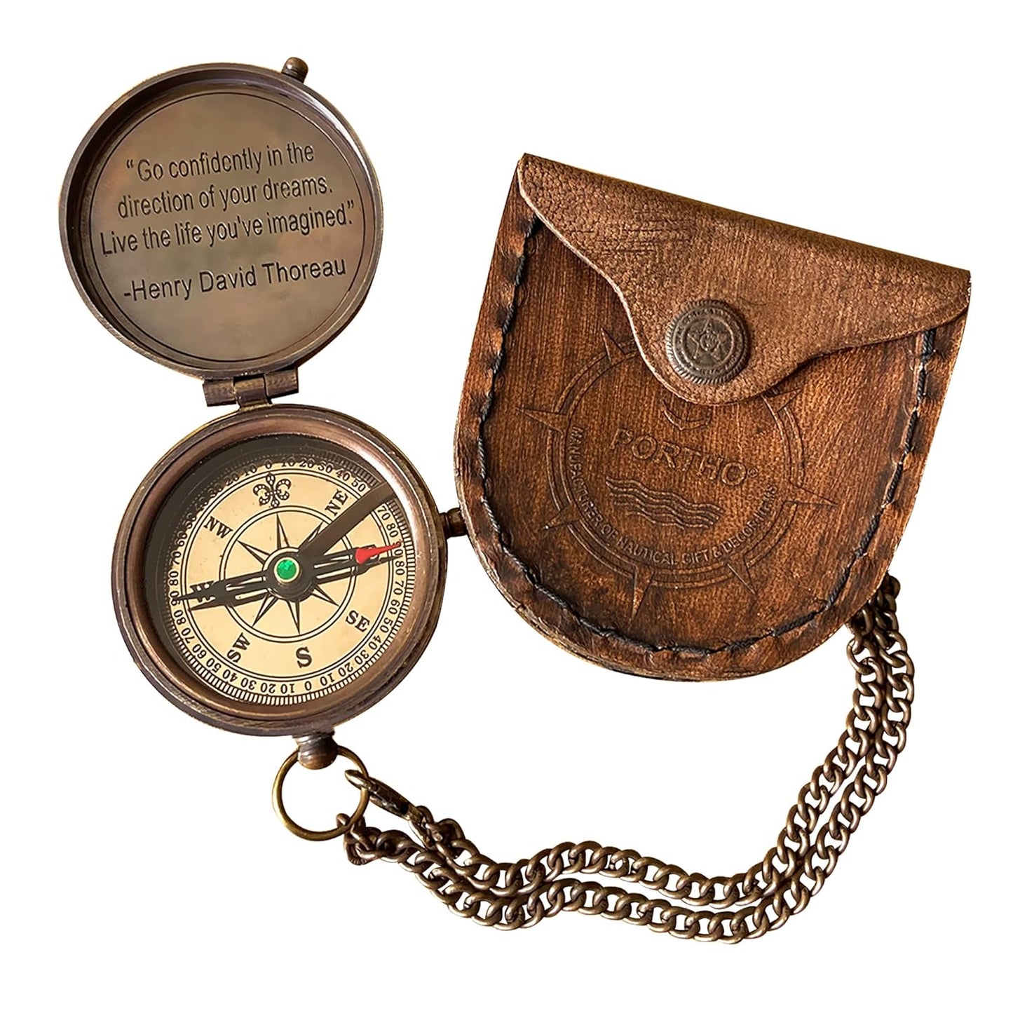 Brass Compass with Inspirational Quote for Adventure Seekers