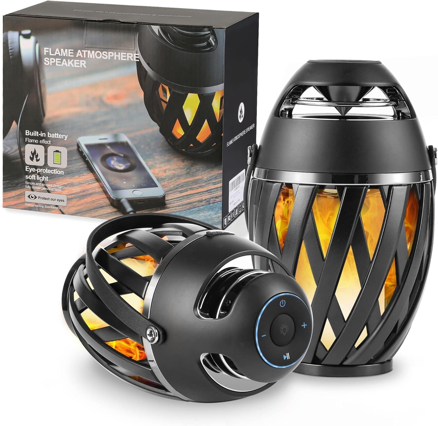 Outdoor Bluetooth Speakers with LED Flame Light for Unique Gifts