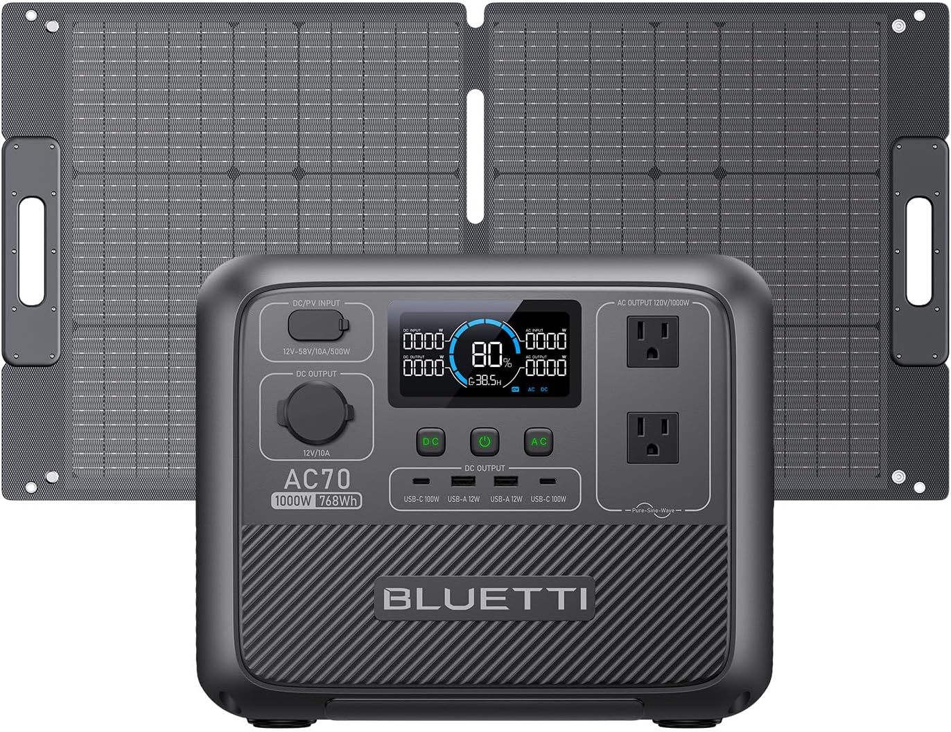 BLUETTI Solar Generator AC70: 0-80% in 45 Min! 