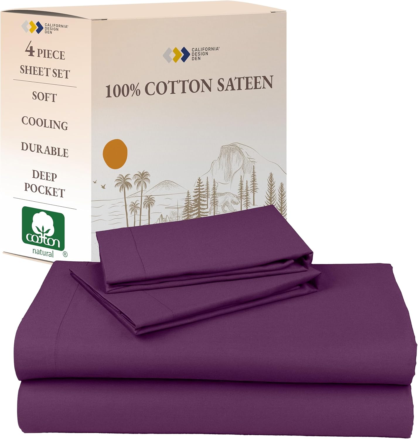 California Design Den Natural Cotton Sheets Full Size Set
