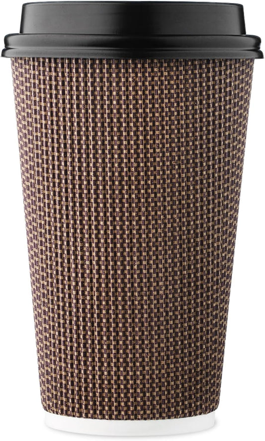 Brown Geometric Double-Walled Coffee Cups - For Hot Drinks On The Go