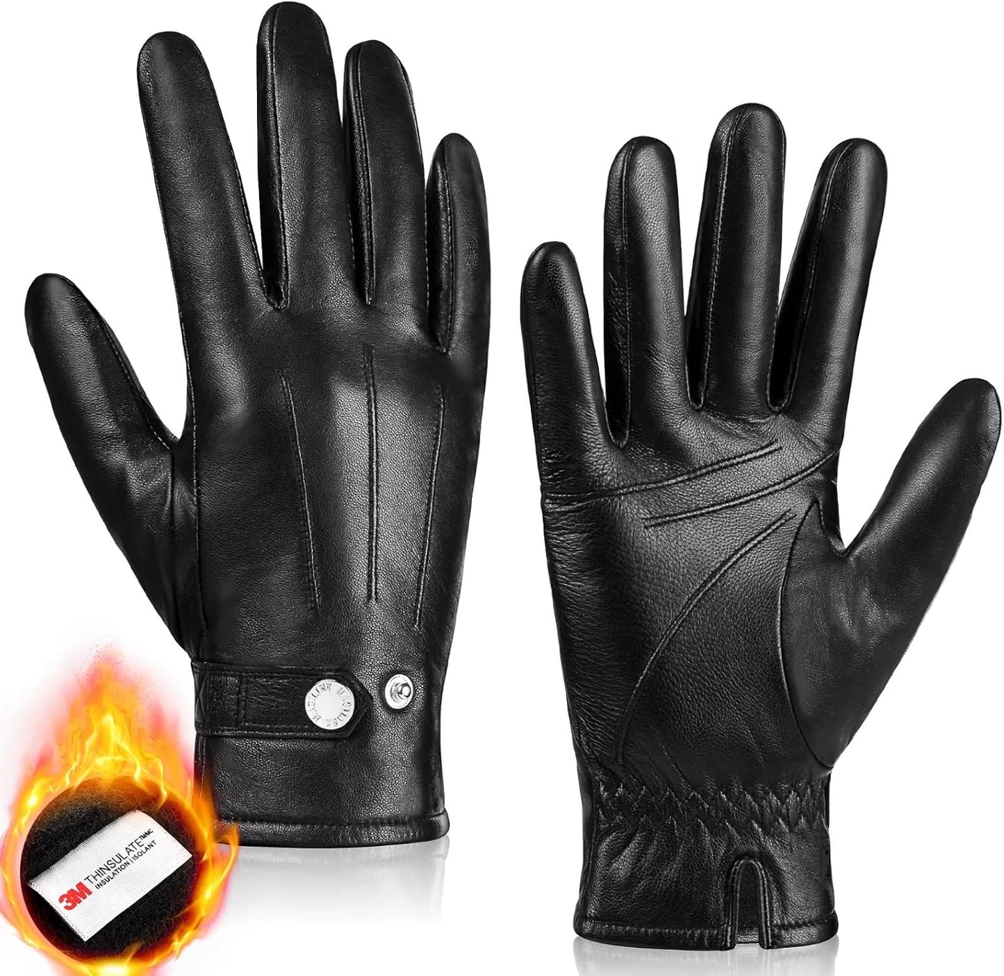Warm Touchscreen Leather Gloves - MAGILINK