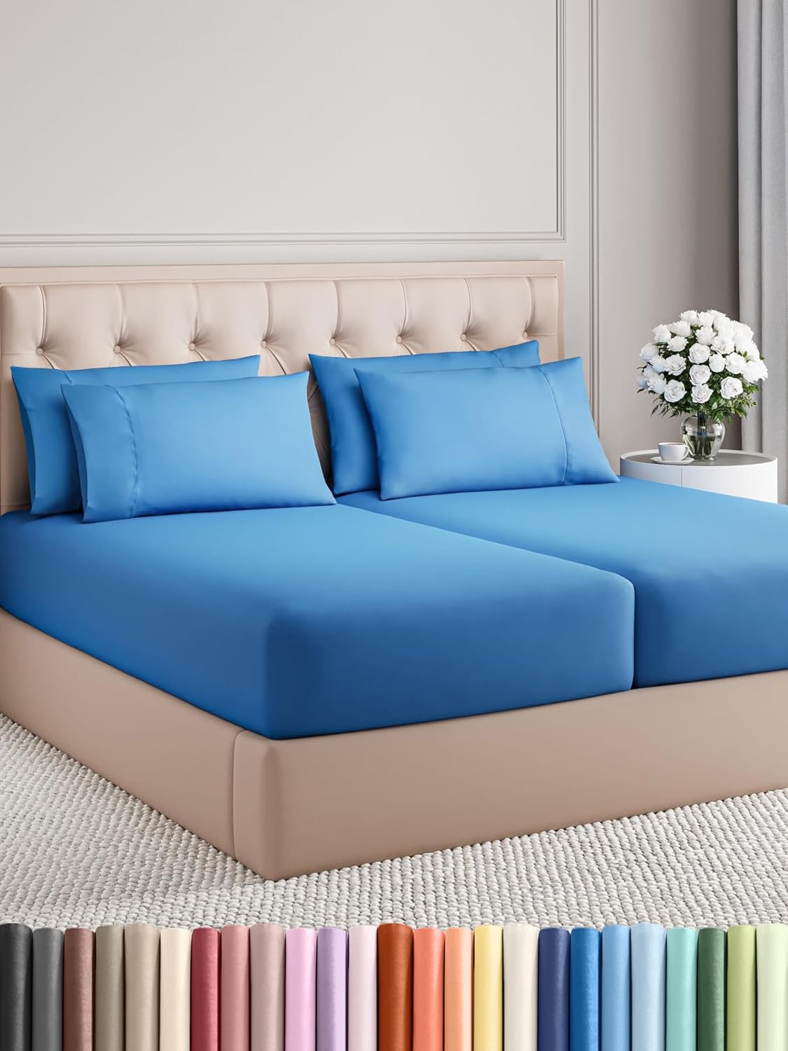Split King 7 Piece Sheet Set - Luxury Cooling Bedding for Comfort