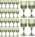 Vintage 7oz Dark Green Plastic Wine Glasses Set - Retro Unbreakable