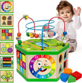 Wooden Activity Cube for 1 Year Old - 7-in-1 Montessori Toy