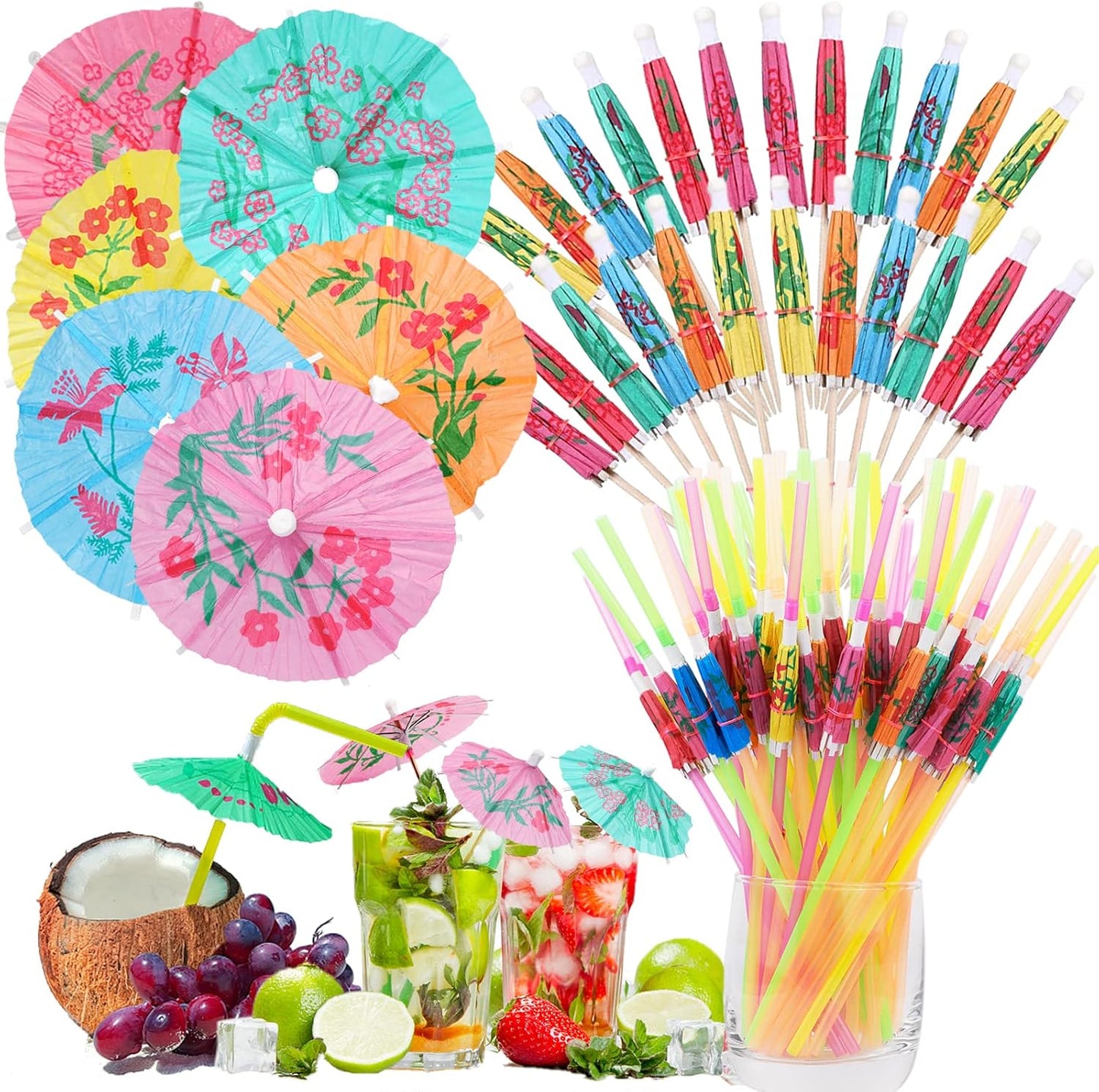 Tropical Drink Umbrella Set - Summer Party Essential