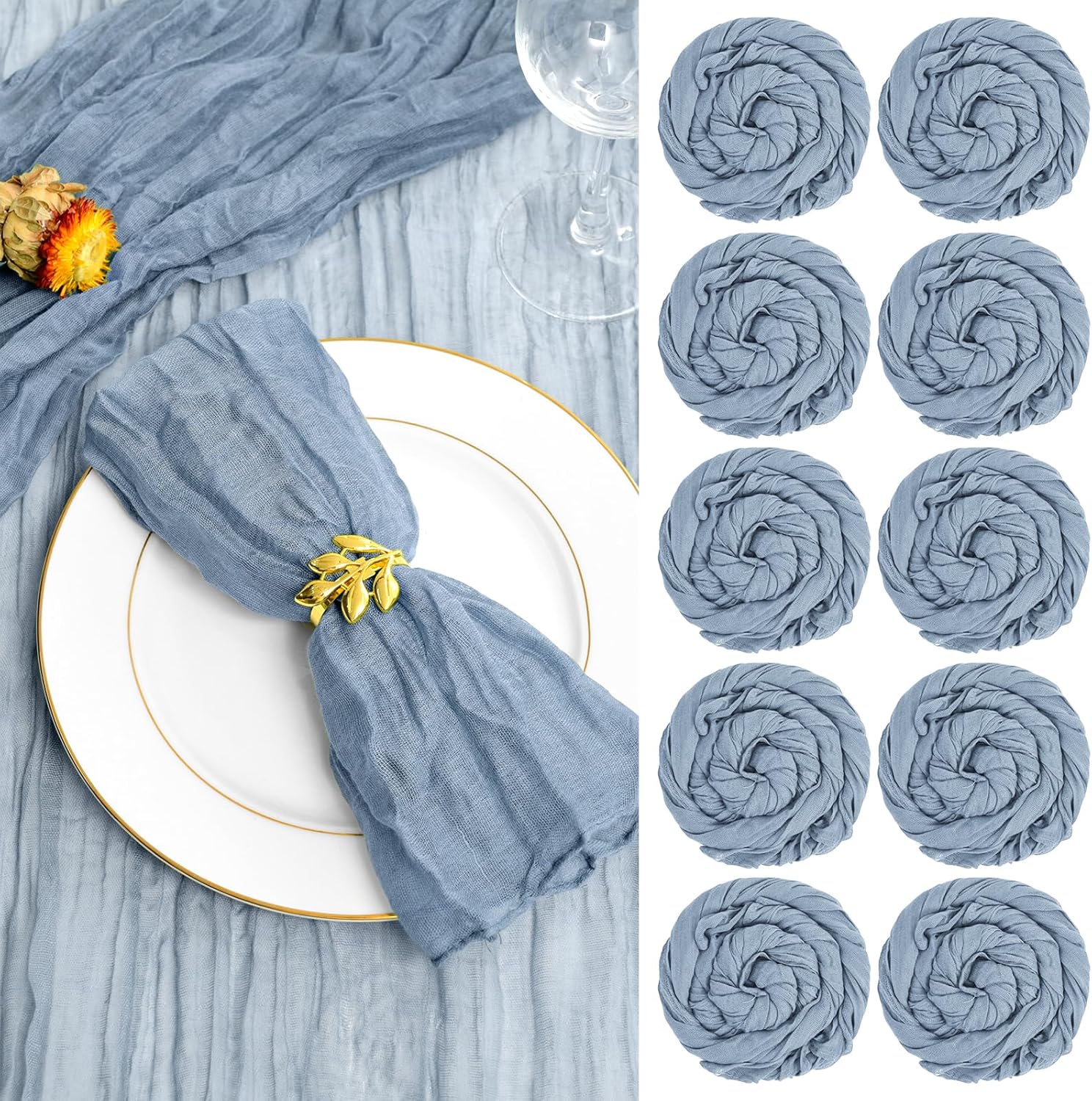 60 Pack Dusty Blue Gauze Cheesecloth Napkins for Elegant Events