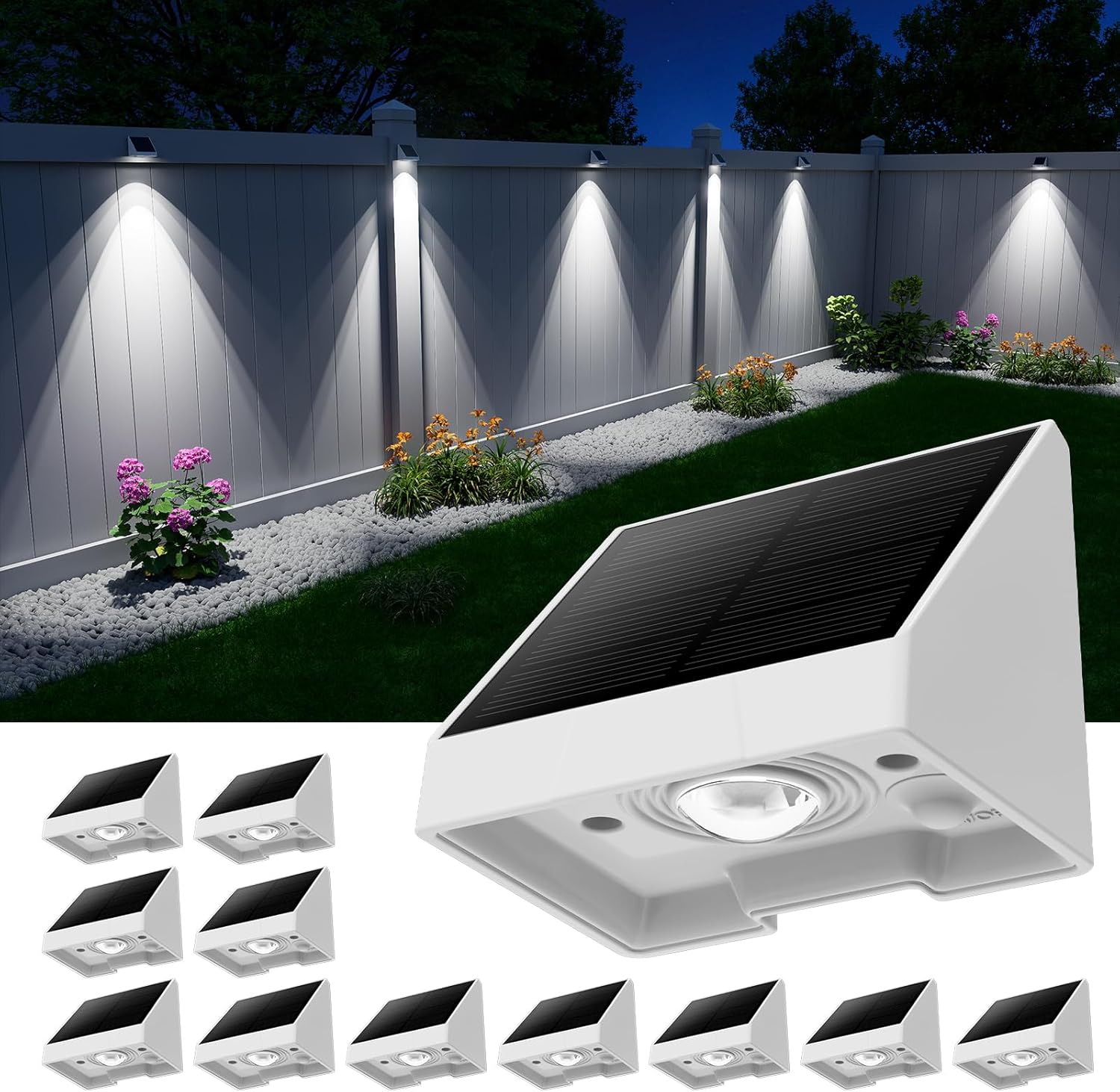 12 Pack Decorative Solar Powered Fence Lights for Outdoor Use