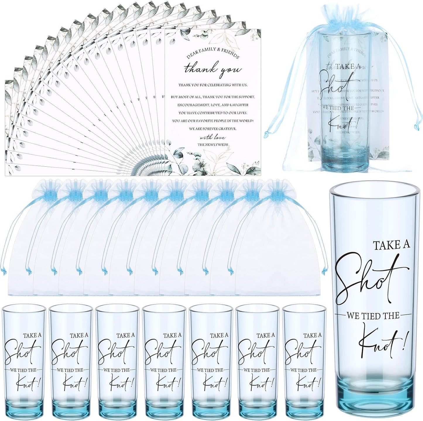 Sliner 100 Set Wedding Favors with Shot Glasses and Bags