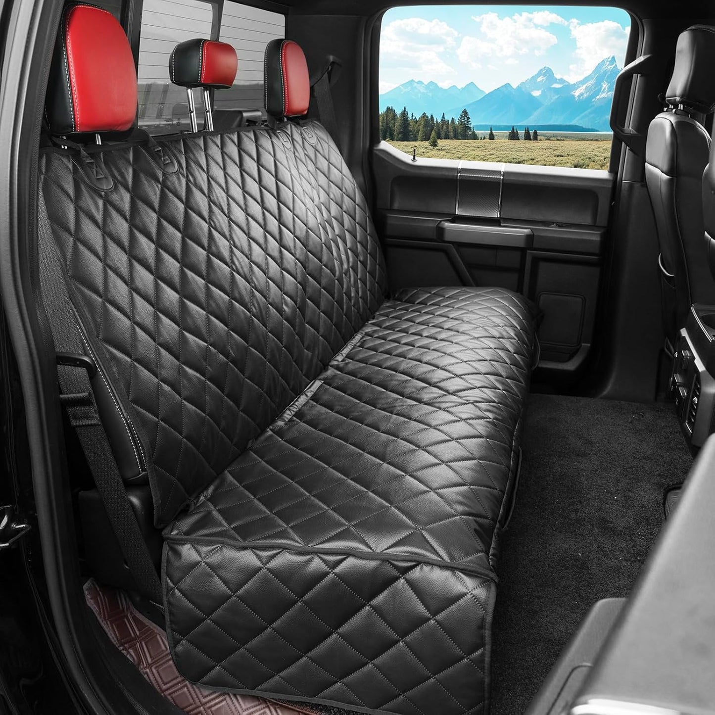 Dog Car Back Seat Cover for Trucks - Waterproof PU Leather