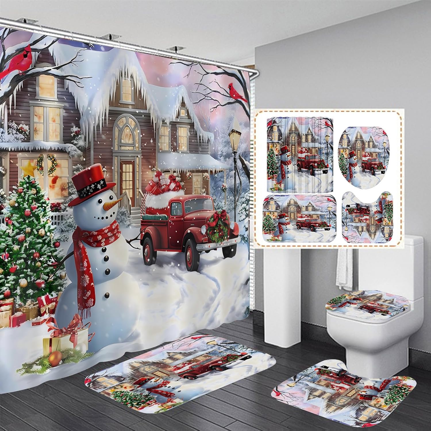 Christmas Snowman Shower Set: Festive Bathroom Bliss