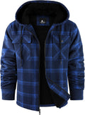 SCODI Men's Flannel Jacket Sherpa Lined Hooded Zip Up - Warm Fall Coat