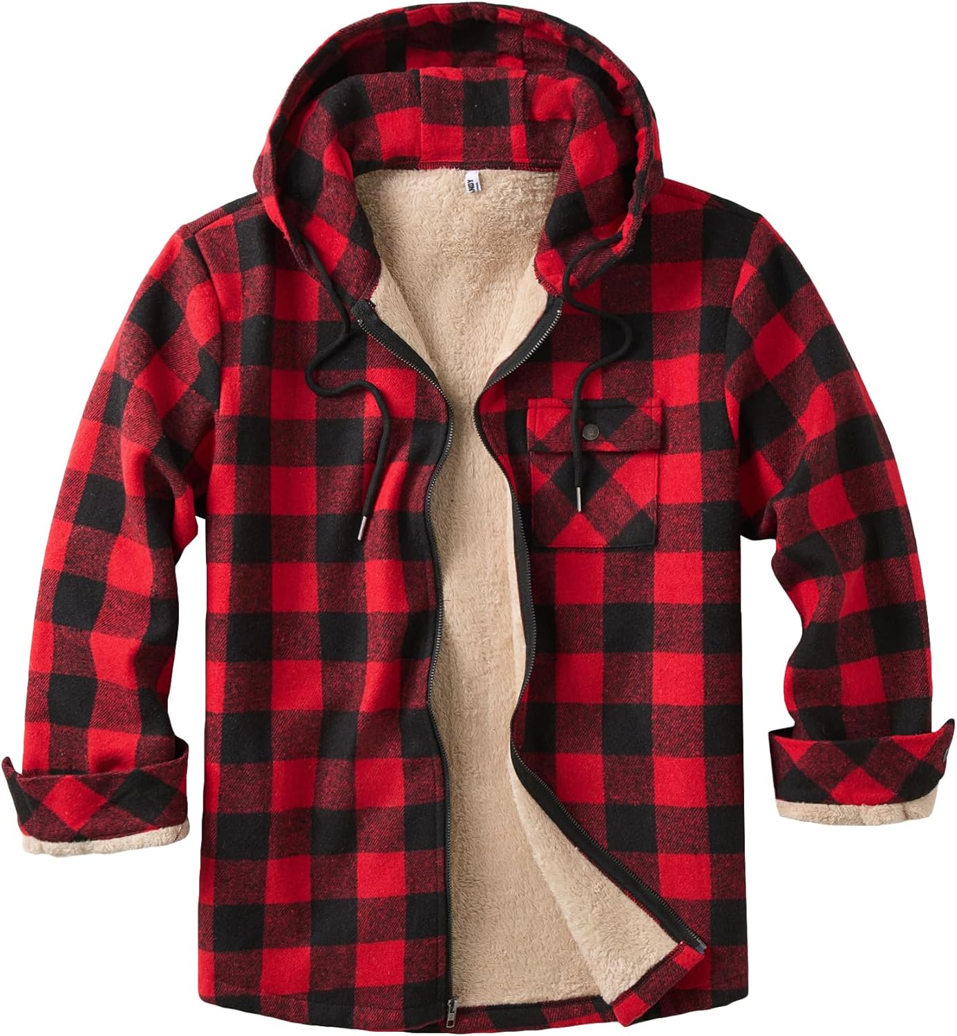 COOFANDY Men's Flannel Fleece Jacket - Soft Warm Plaid Hoodie