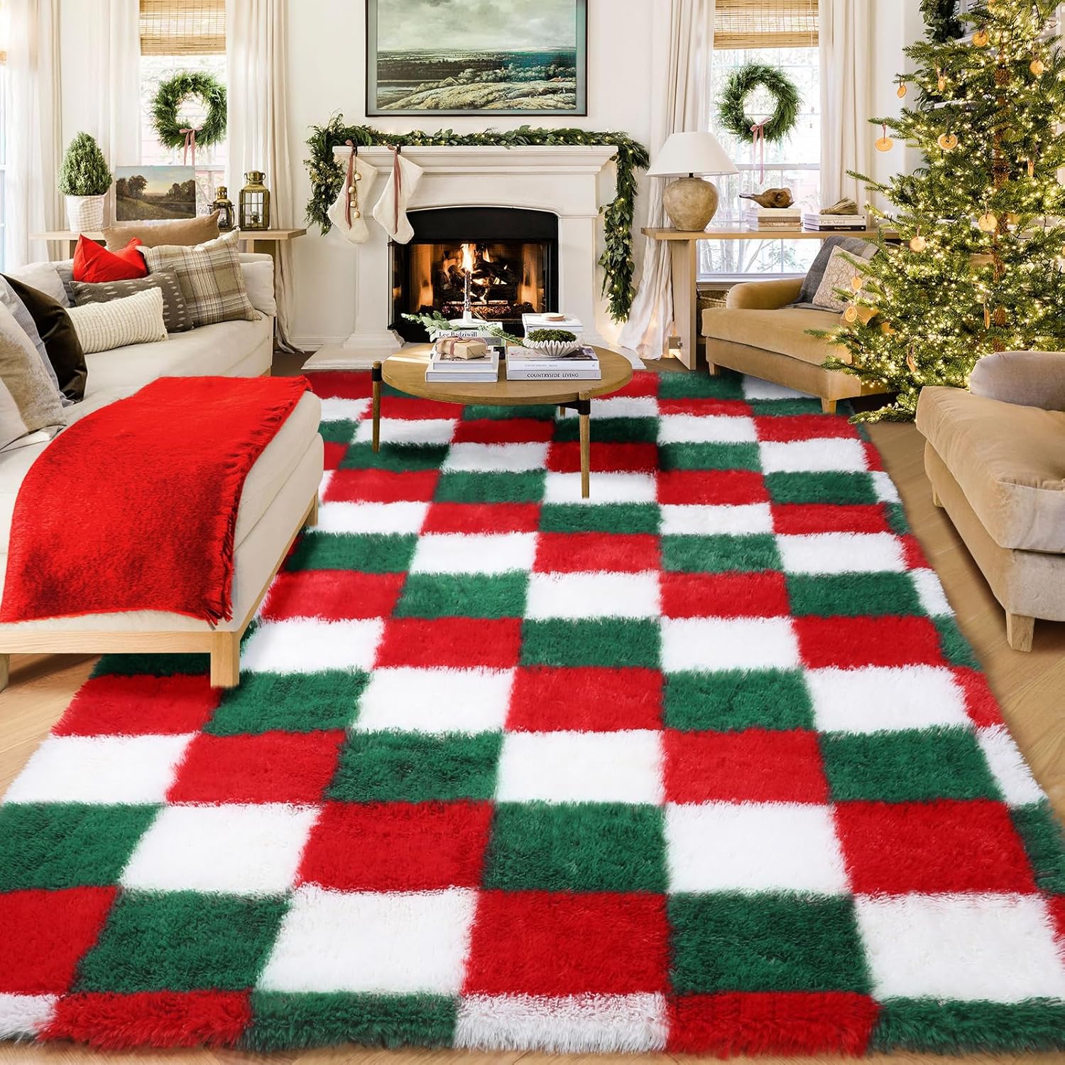 KICMOR Living Room Christmas Rugs 6x9 Soft Fluffy Area Rug
